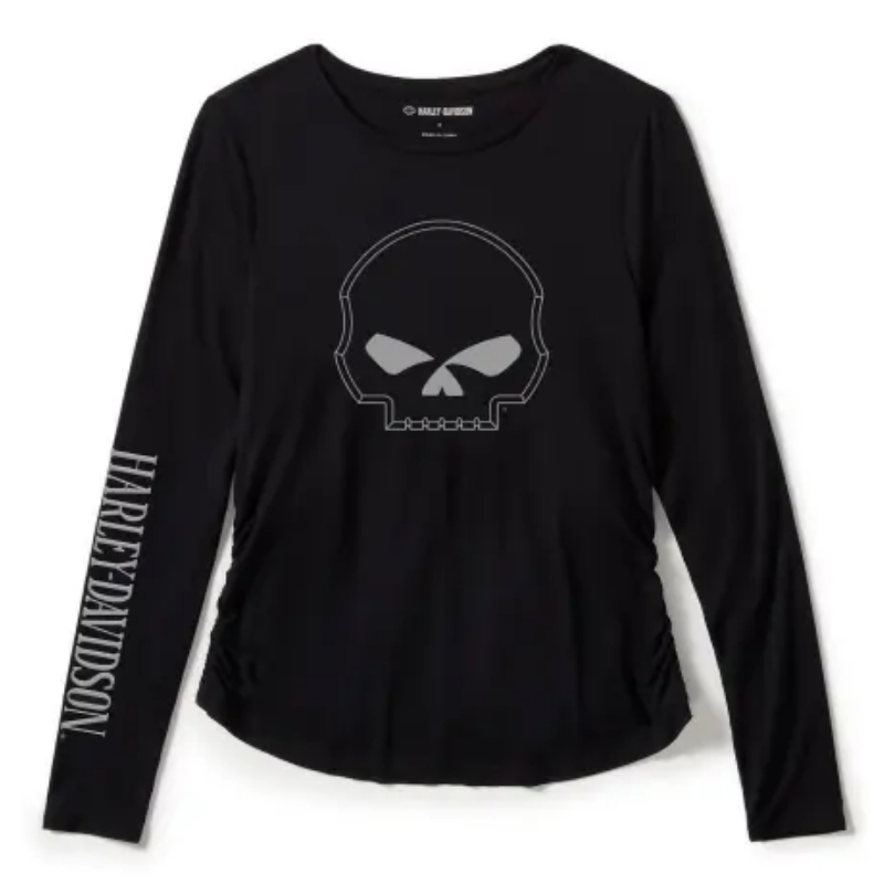 Womens Willie G Skull Long Sleeve Raglan Top