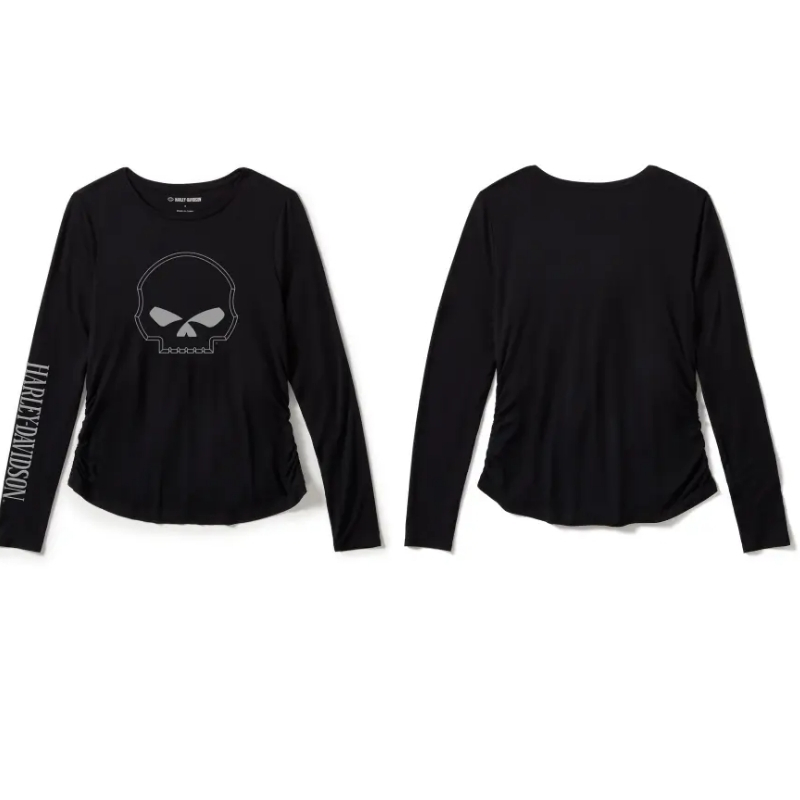 Womens Willie G Skull Long Sleeve Raglan Top