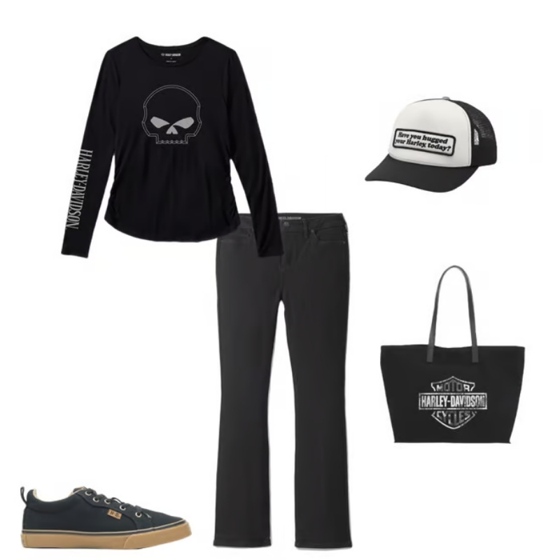 Womens Willie G Skull Long Sleeve Raglan Top