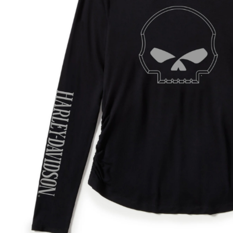 Womens Willie G Skull Long Sleeve Raglan Top