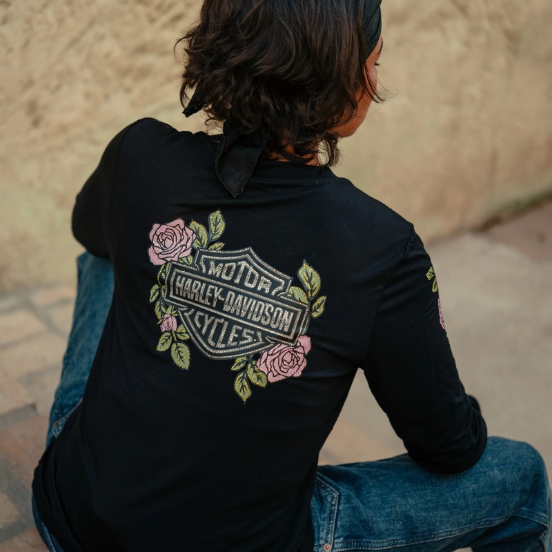 Rose & Thorn Bling Long Sleeve Top