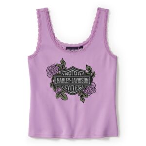 Rose & Thorn Bling Lace Trim Tank