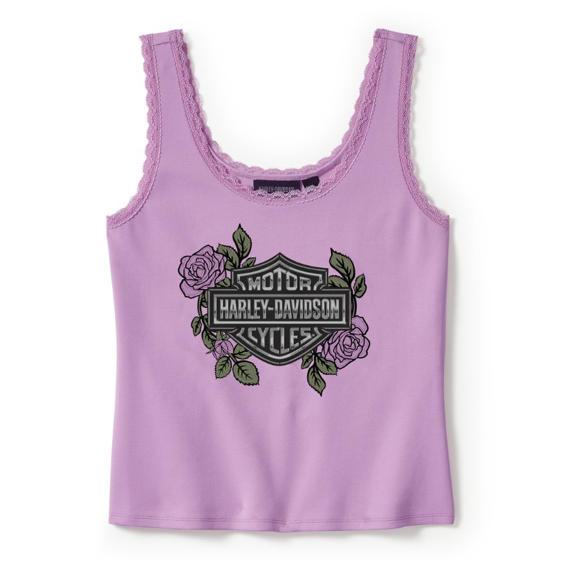 Rose & Thorn Bling Lace Trim Tank