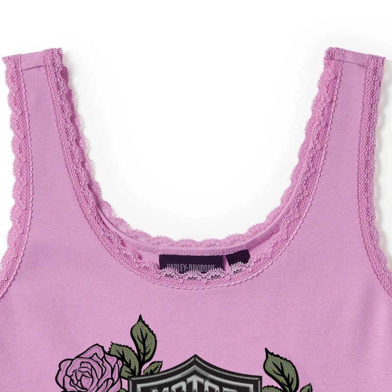 Rose & Thorn Bling Lace Trim Tank