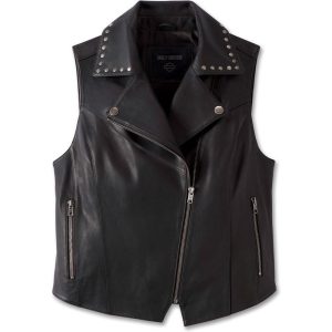 Womens Classic Eagle Studded Leather Vest