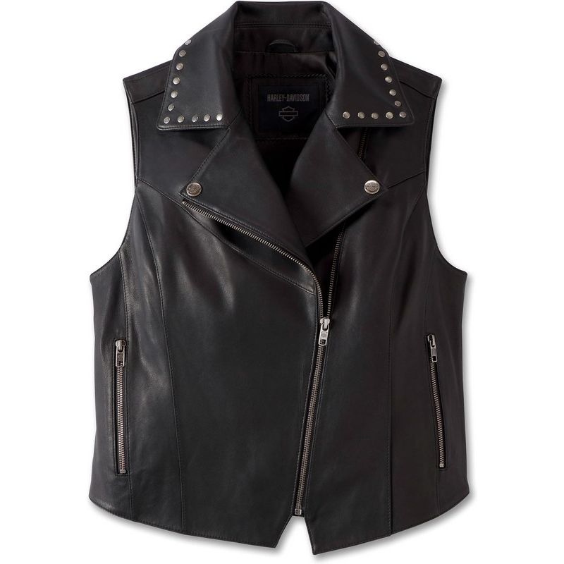 Womens Classic Eagle Studded Leather Vest