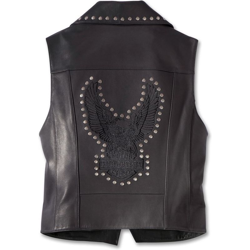 Womens Classic Eagle Studded Leather Vest