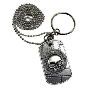 Dog Tag, Willie G. Skull / Bar & Shield Logo, Silver