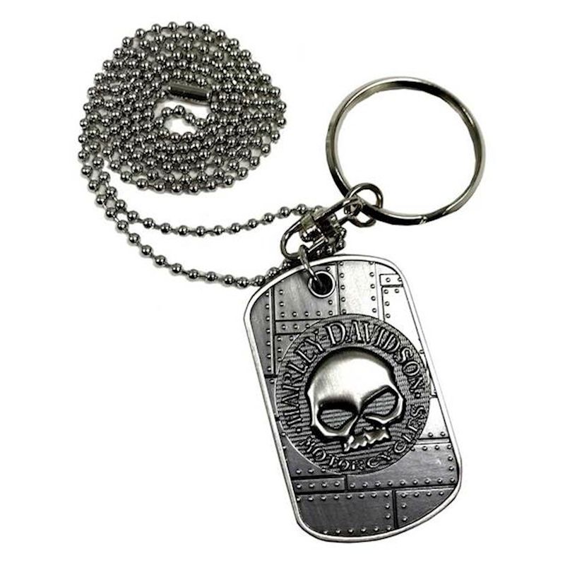 Dog Tag, Willie G. Skull / Bar & Shield Logo, Silver Dog Tag, Willie G. Skull / Bar & Shield Logo, Silver
