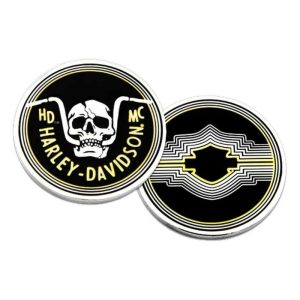 Retro Handlebar Skull Metal Challenge Coin, 1.75 In
