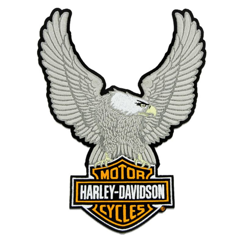 10.25in Embroidery Silver Eagle Bar & Shield Emblem Sew-On Patch